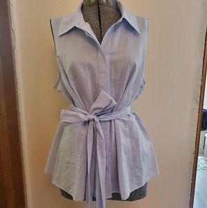 Blue button down blouse